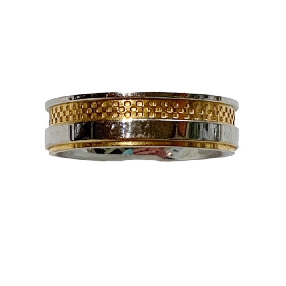 Silver and Gold Stainless Steel Ring Size 7.75